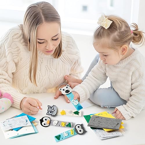 Miniatura 4 de HubirdSall Paquete de 24 marcapáginas de fieltro de animales polares de invierno, haz tu propio marcador de animales árticos con reno, morsa, oso