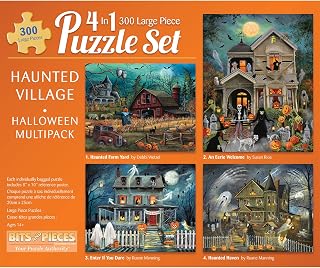 Bits and Pieces Set of 4 Jigsaw Puzzles 300 Pieces - Haunted Halloween Set