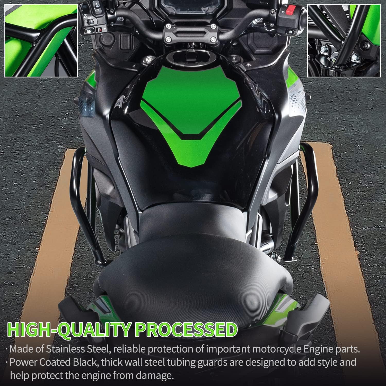 Motorcycle Engine Guard Bumper Crash Bar Compatible with Versys650 Versys-650 2022 2023 2024 2025 Tank Side Body Kit Falling Frame Protection