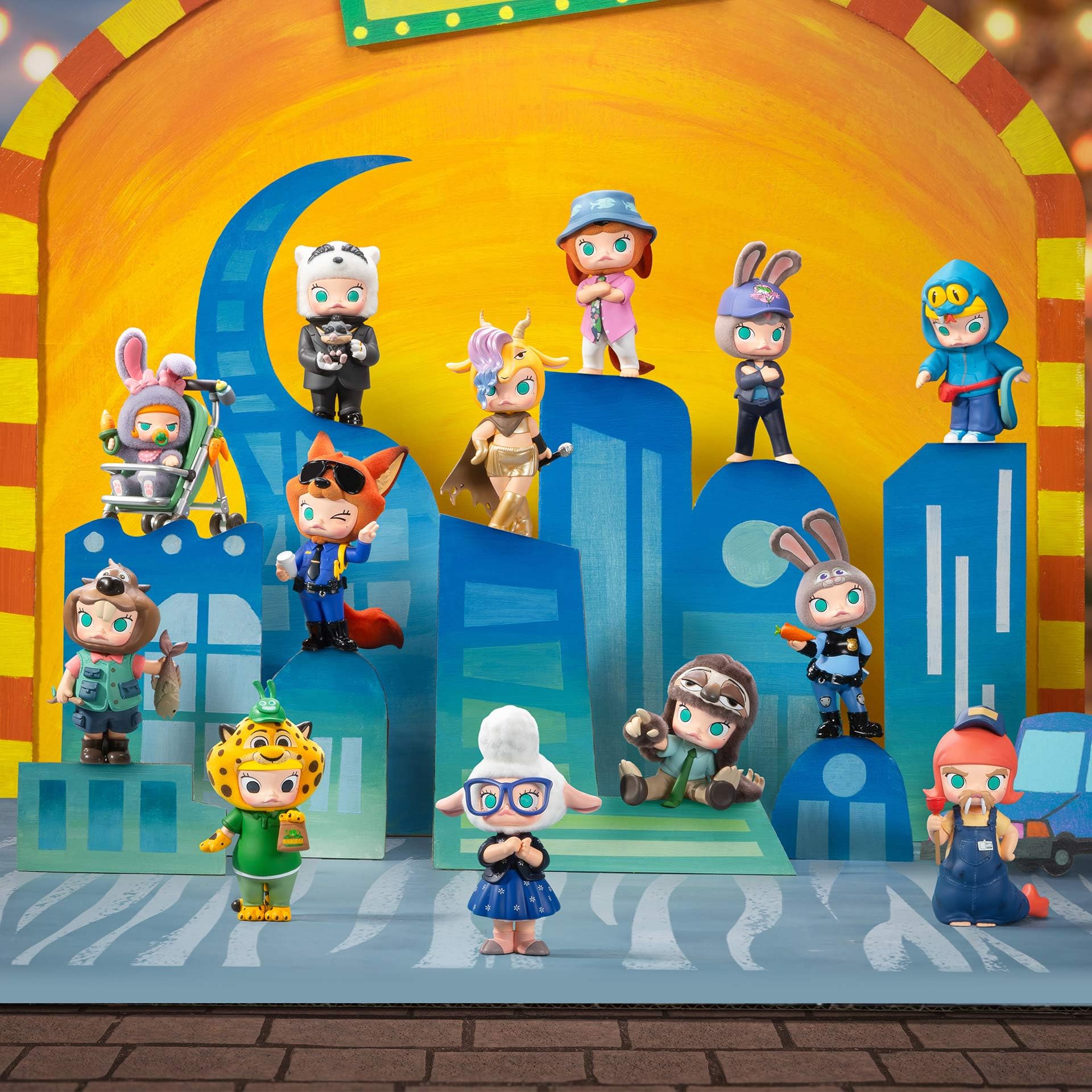 POP MART Molly × Zootopia figurka z serii wspólnej marki, figurki Molly Blind Box, losowe figurki akcji, kolekcjonerskie zabawki, dekoracje domu, prezenty świąteczne urodzinowe dla dziewcząt i