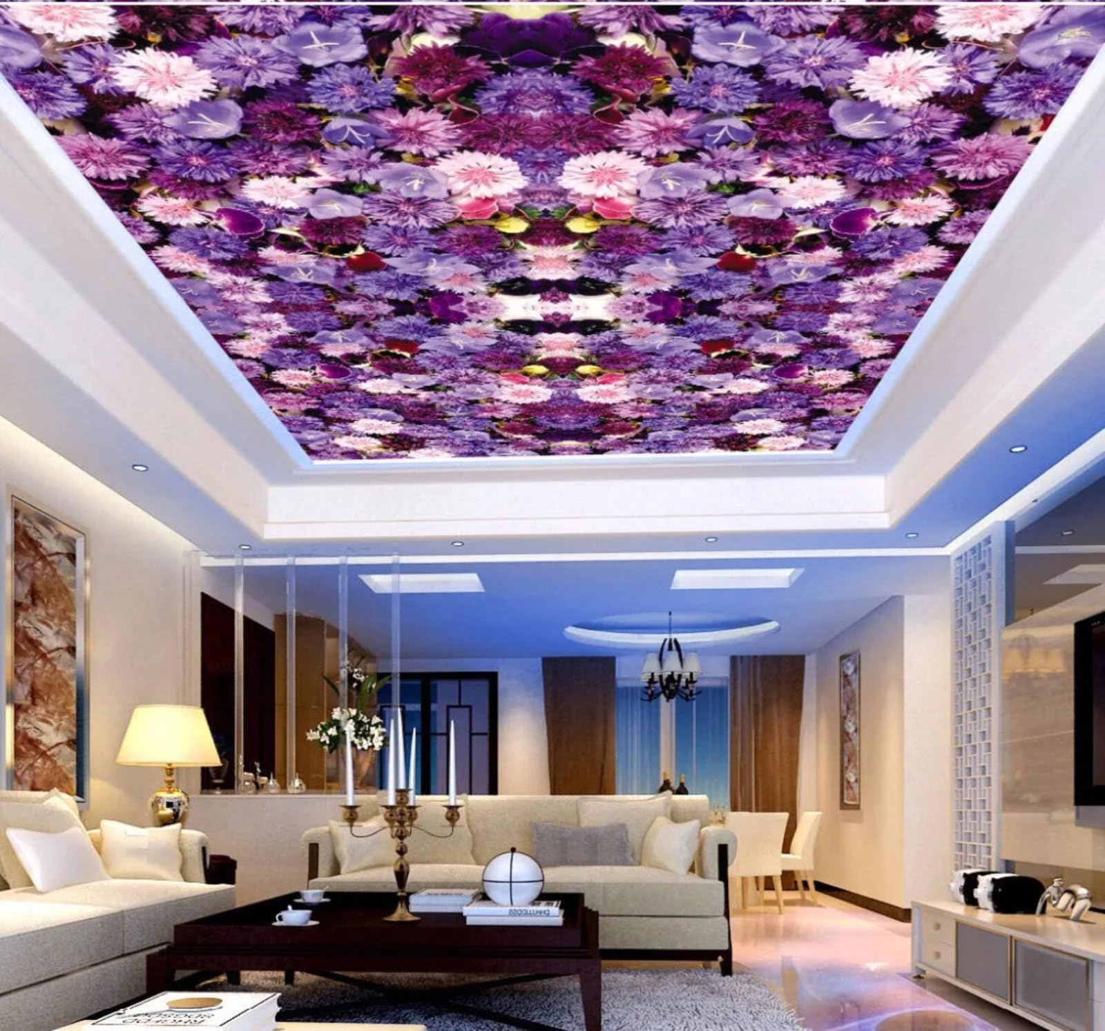 Wallpaper-3D-Xlm 250Cm×170Cm(B×H) Beautiful Three Dimensional Elegant Purple Flowers 3D Wallpaper Easy Install Feature Office Living Room Sofa Bedroom Tv Background Wall Decoration-250Cm×170Cm