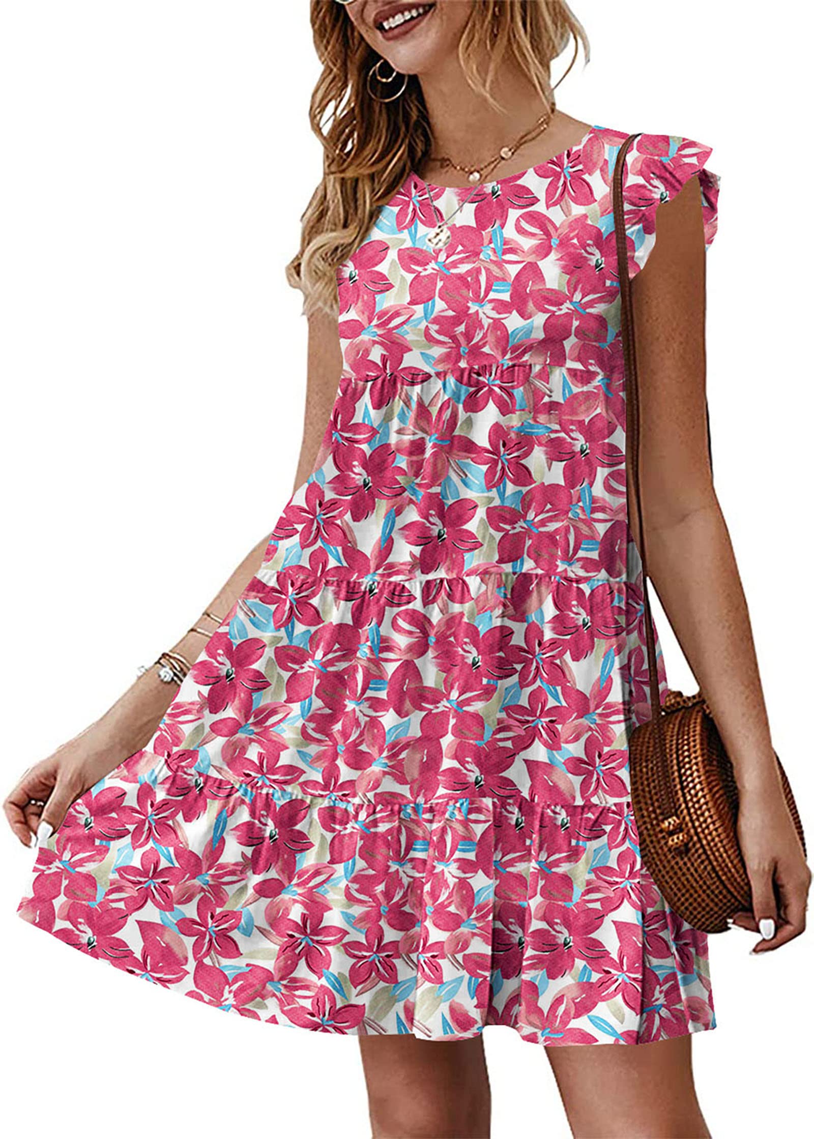 KIRUNDO Summer Dresses for Women Sundress Babydoll Dress