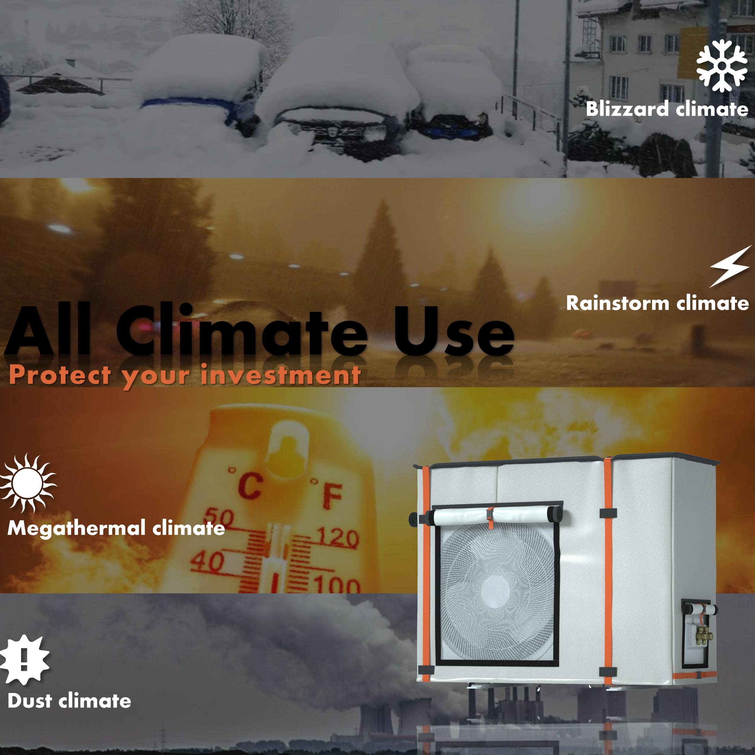 JIAHOO Cubierta de aire acondicionado, cubierta mini dividida para aire acondicionado exterior, se puede utilizar en funcionamiento con aire acondicionado, protector de CA para todas las estaciones,