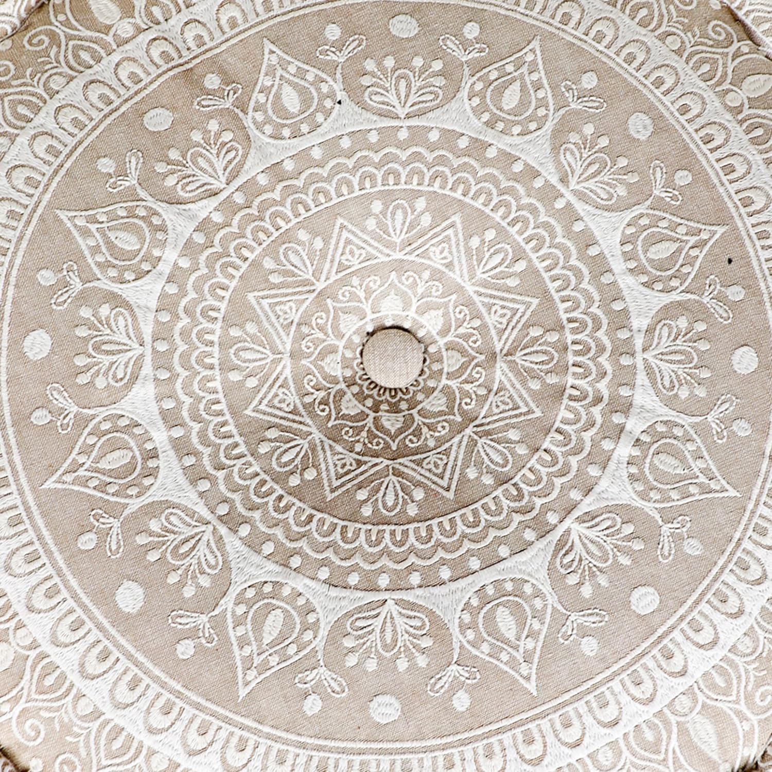 Boho Pouf Donia handgefertigt aus Baumwolle in Beige 50 cm handgemacht