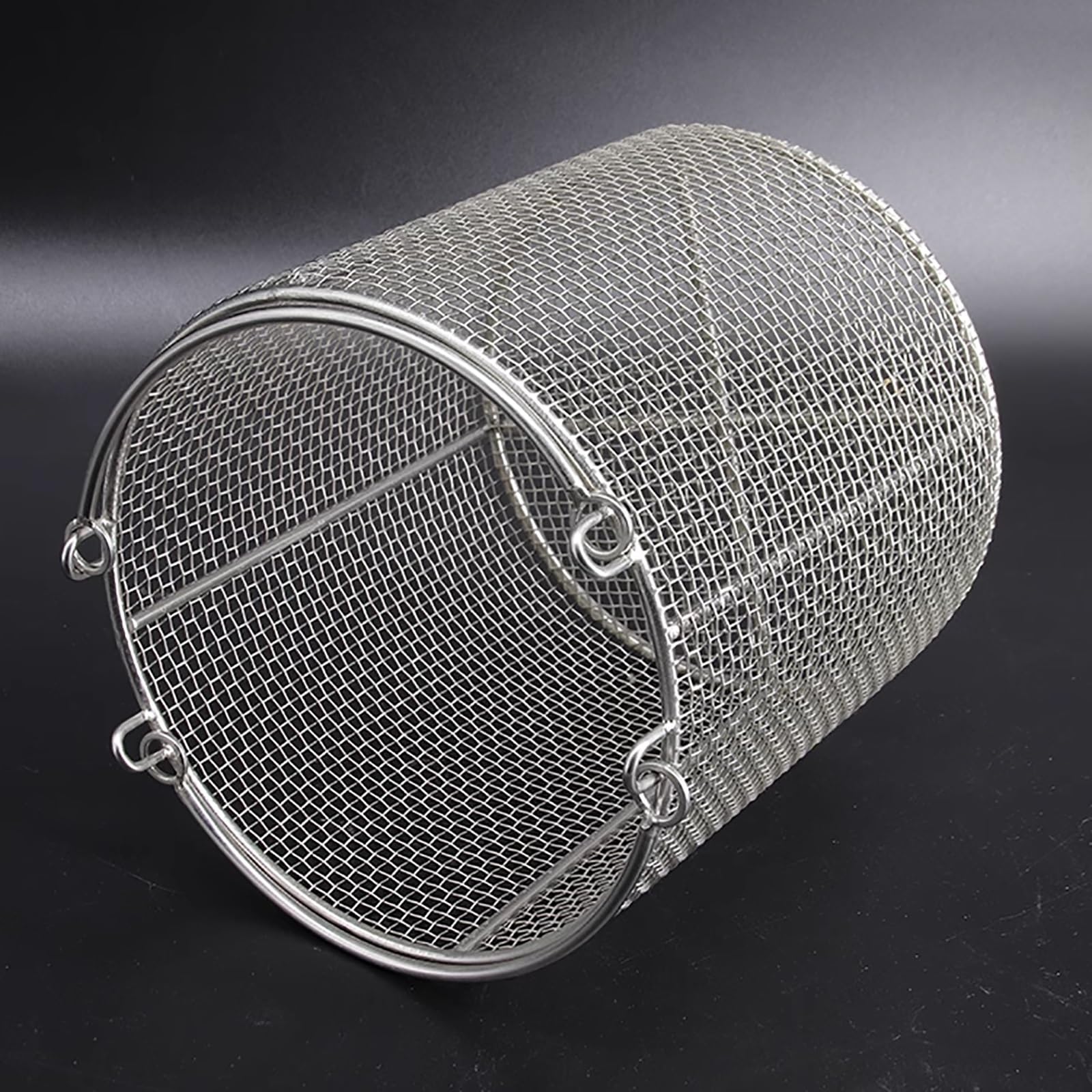 Cesta redonda para instrumental con asa de transporte, acero inoxidable, malla de 4 mm, para instrumental de laboratorio, hospital, odontología, etc.(20x15cm/7.9x5.9in)