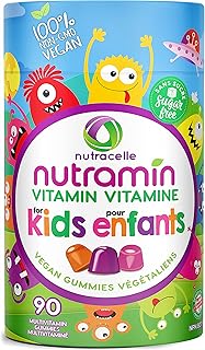NUTRACELLE NUTRAMIN Children's Daily Vegan Multivitamin Gummies Vitamin C, D2 & Zinc for Immunity, Plant-Based, Sugar-Free, Nut-Free, Gluten-Free with Biotin, Vitamin A, B, B6, B12 +More 90 Ct (45 Day Supply)