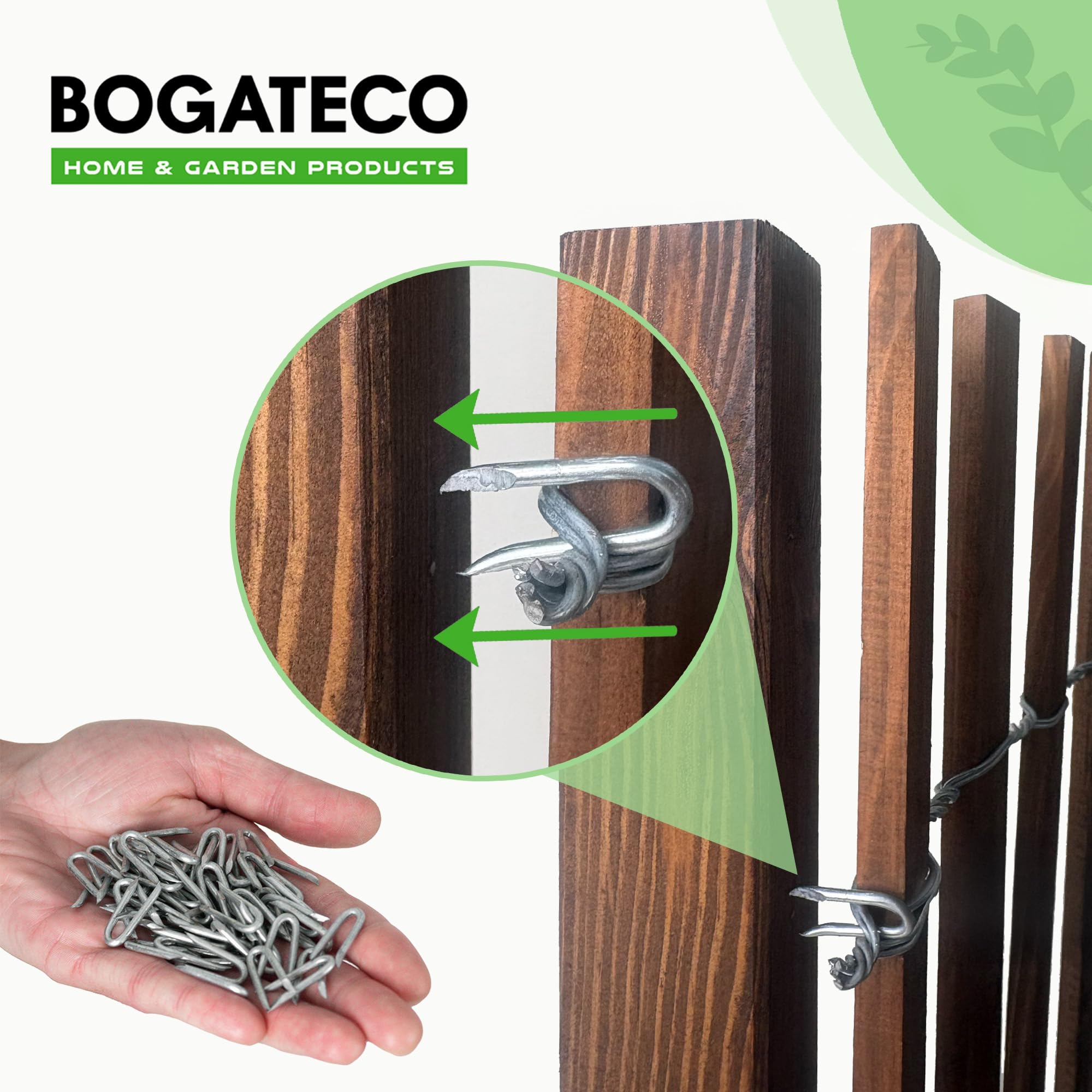 BOGATECO Postes de madera impregnada, 120 x 5 x 5 cm, juego de 6 postes cuadrados con cabeza plana con casquillo para el suelo, madera cantada, madera marrón oscuro