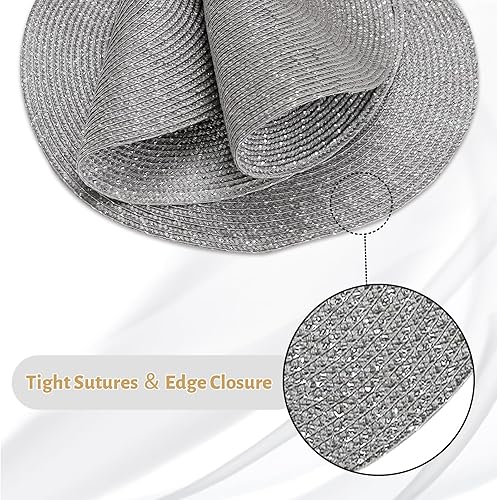 Miniatura 4 de MAONAME Juego de 6 manteles individuales trenzados, redondos para mesa de comedor, manteles individuales lavables de poliéster de 14 pulgadas,