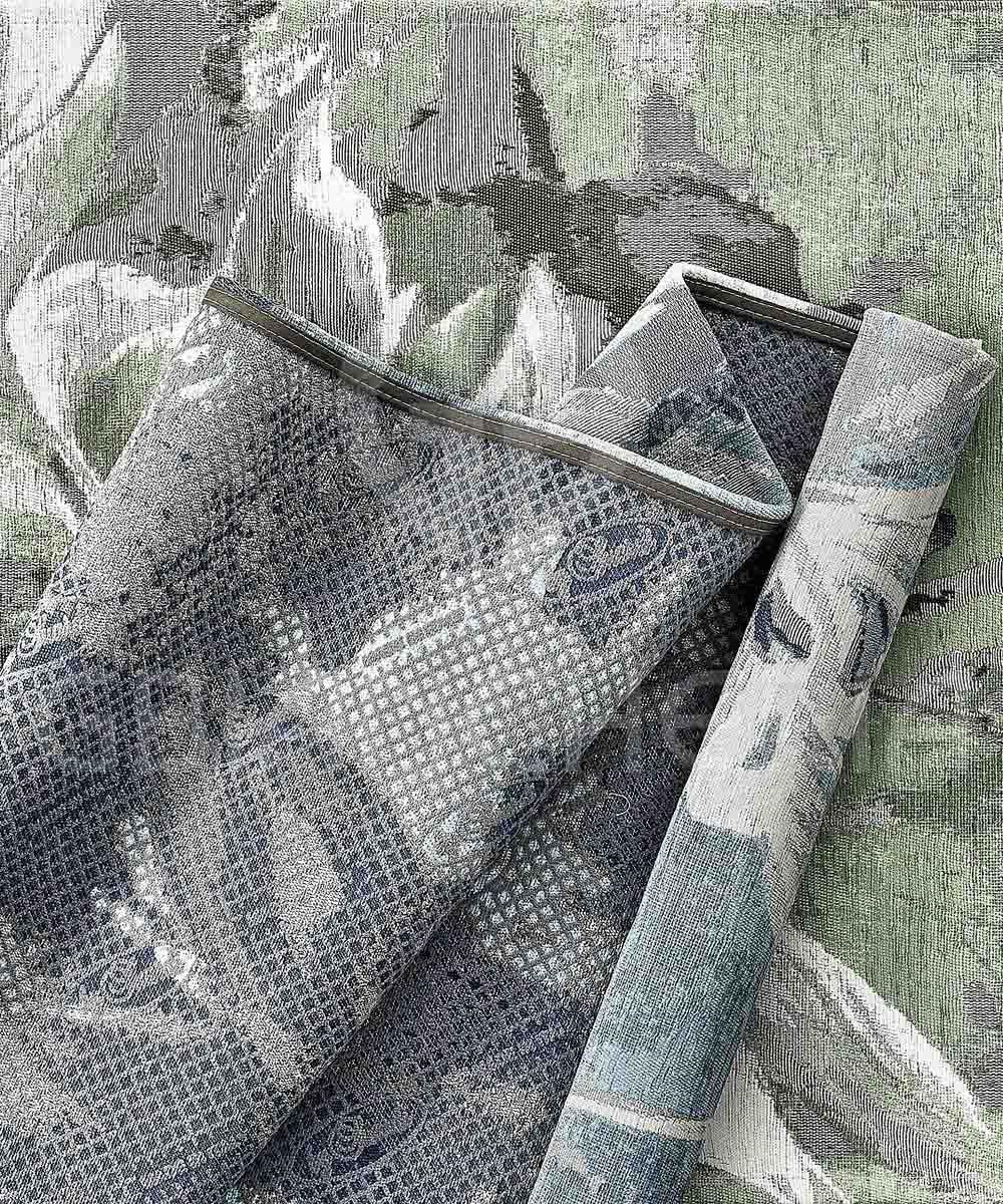 By Suardi Tappeto moderno Vanilla Grigio – Lavabile in lavatrice, antiscivolo, design floreale jacquard – Pelo corto – Made in Italy – per soggiorno e camera da letto (115x175cm)