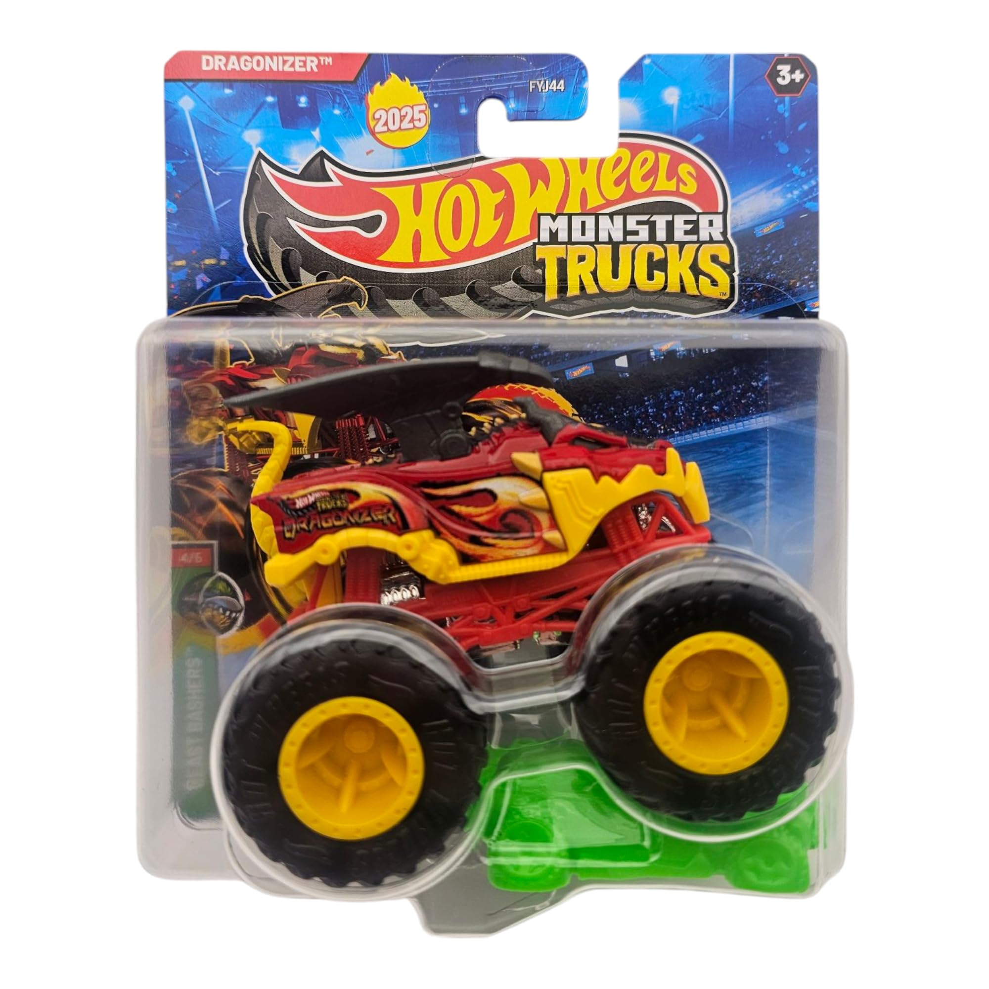 Hot Wheels Monster Trucks Dragonizer, 2025 Edition, Red and Yellow Die-Cast Vehicle, Standard