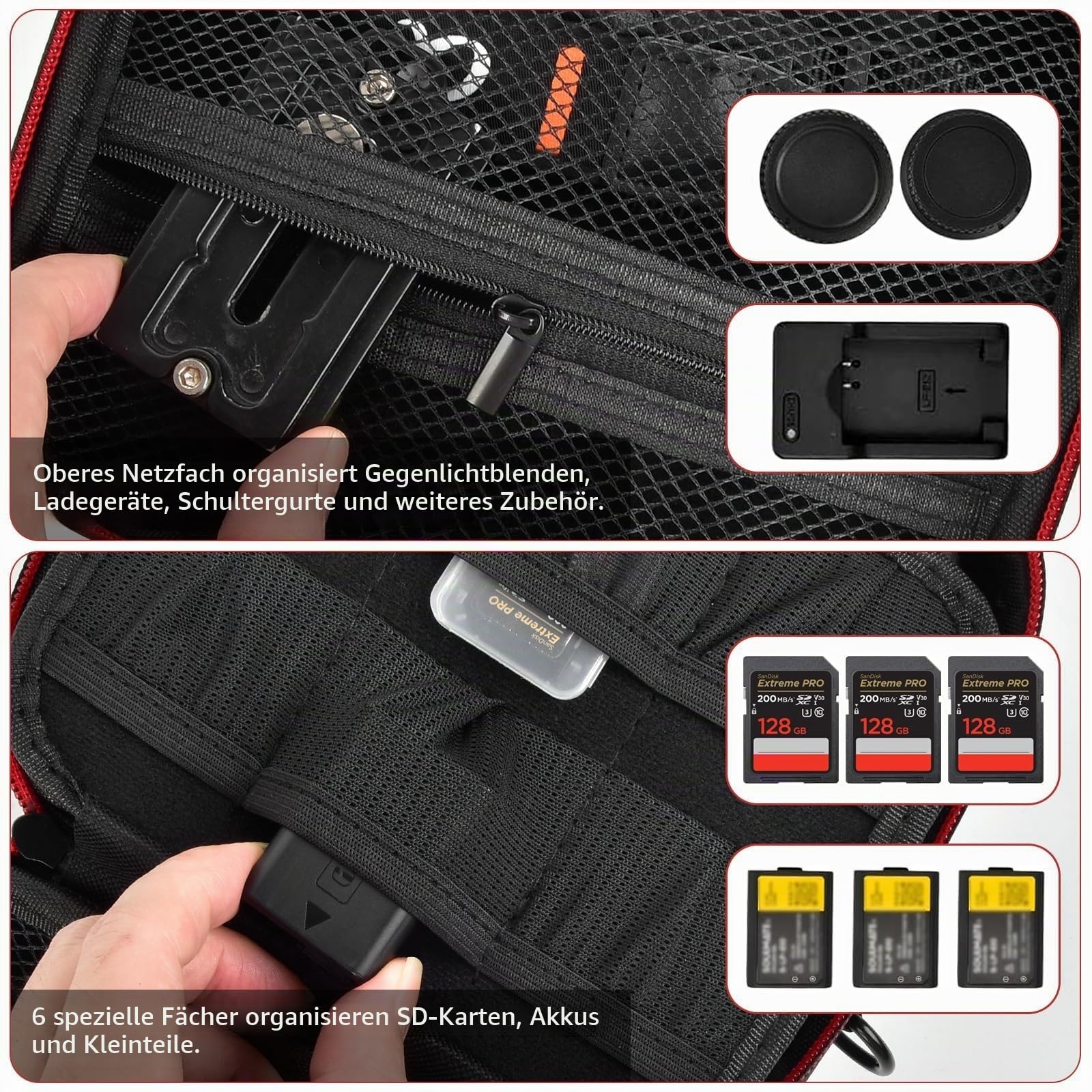 casmilee Kameratasche für Sony Alpha ZV-E10 Alpha a6400/ a6700/ a6100/ a6000/ a6600/ a6500 spiegellose Digitalkamera, harte Reisetasche mit Schultergurt für Objektiv & Zubehör (Schwarz, Medium)