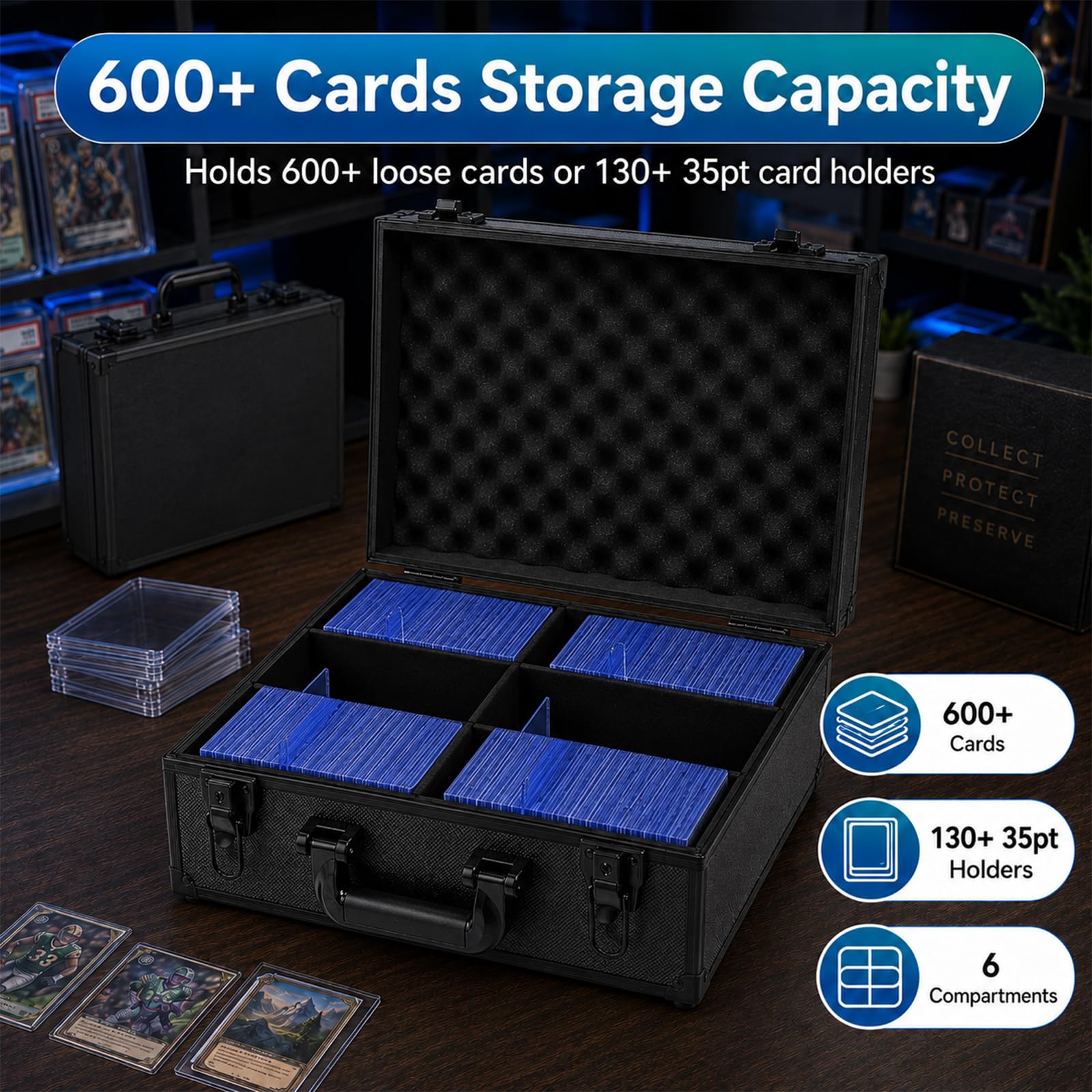 MTG TCG Commander Boîte de rangement pour cartes à collectionner – Peut contenir plus de 600 cartes ou plus de 130 cartes de 35 pt, MTG TCG Commander – Boîte de rangement en vrac avec serrure – Boîte