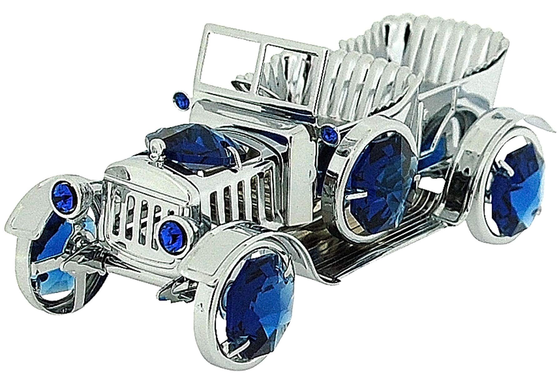 Crystocraft Silver Freestanding Chrome Plated Vintage Car Ornament Made With Swarovski Crystals