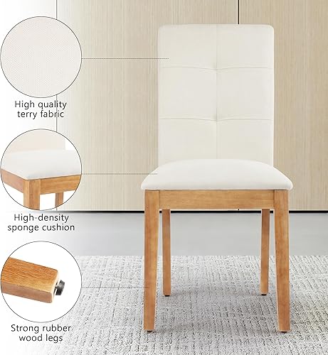 Miniatura 3 de DAGONHIL Juego de 2 sillas de comedor, modernas sillas de comedor tapizadas de tela, sillas de cocina sin brazos con patas de madera y asiento