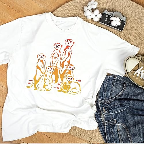 Miniatura 5 de FINGERINSPIRE Plantilla familiar Meerkat para pintar de 11.8 x 11.8 pulgadas, plantilla de dibujo con patrón de zorro, linda familia de mangosta,