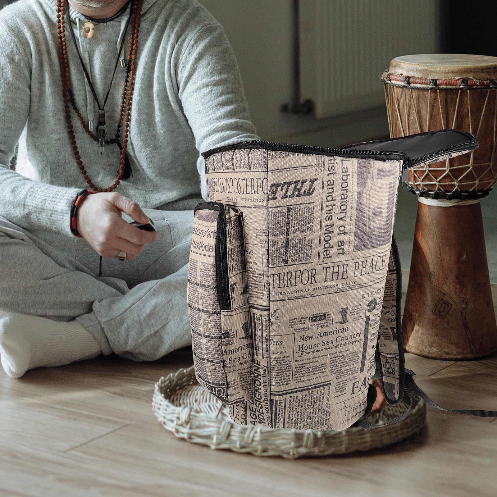 Paquet de Transport pour Tambour Africain en Toile et Mousse, Grosse Capacité, Protège le Djembé Bretelles Épaules, pour Transporter des Instruments de Musique