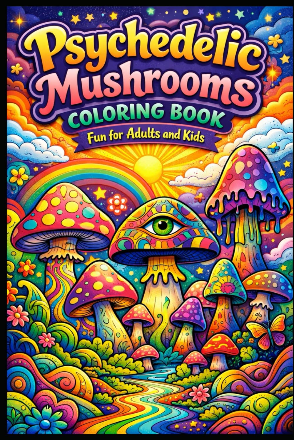 Psychedelic Mushrooms Coloring Book - Fun for Adults and Kids