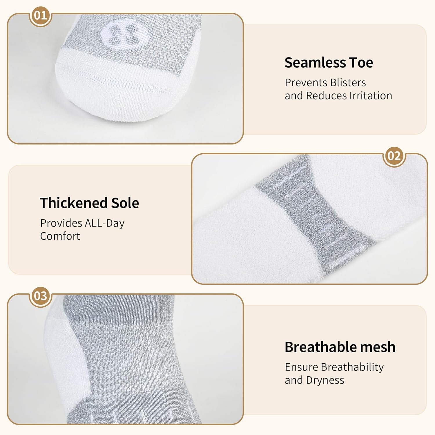 Diabetic Socks for Men,6 Pairs Crew Mens Diabetic Neuropathy Socks for Men Size 9-11/10-13/13-15 - Image 4