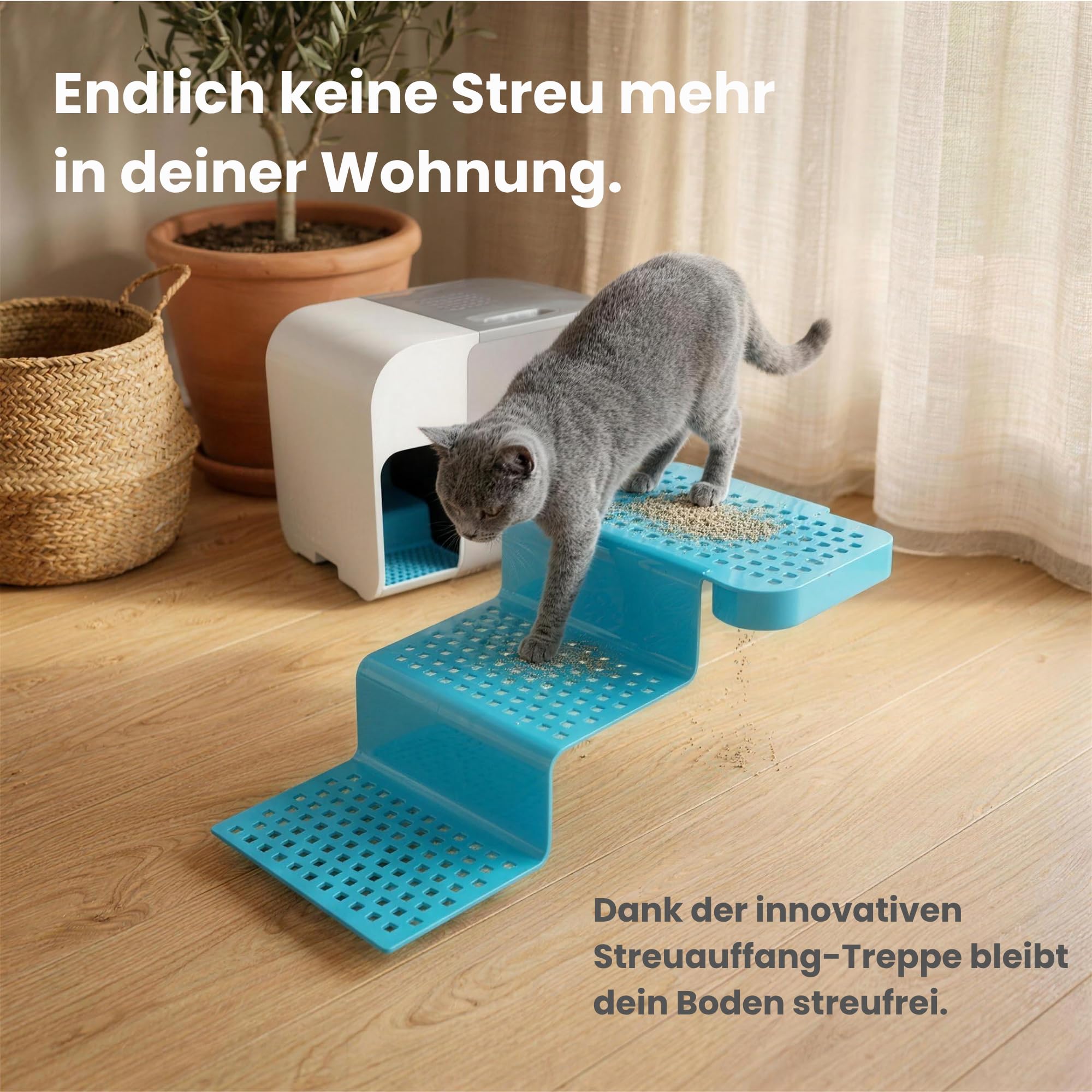 elly&bruce Katzentoilette Cloou® XL (weiß) | Geschlossenes Katzenklo mit Deckel | Ideal für große Katzen & Stehpinkler | Keine Streu auf dem Boden | Weniger Geruch | Design & Qualität Made in Germany