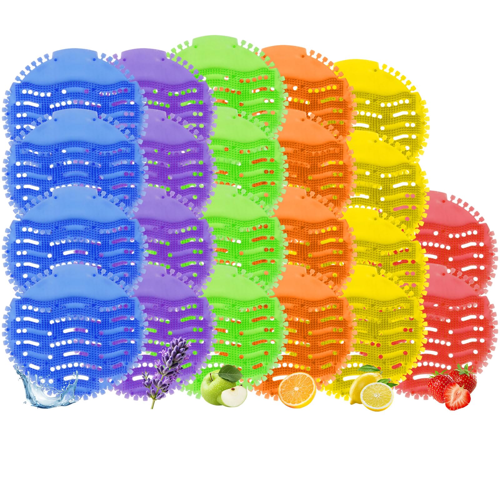 LOMGDOVC Urinal Screen Deodorizer Mats 22 Pack, Urinal Mats Scented with Long Bristle, Anti-Splash & Anti-Clog Urinal Pads, Odour Freshener Blocks for Toilet, Bathroom, Office, Restaurant, School