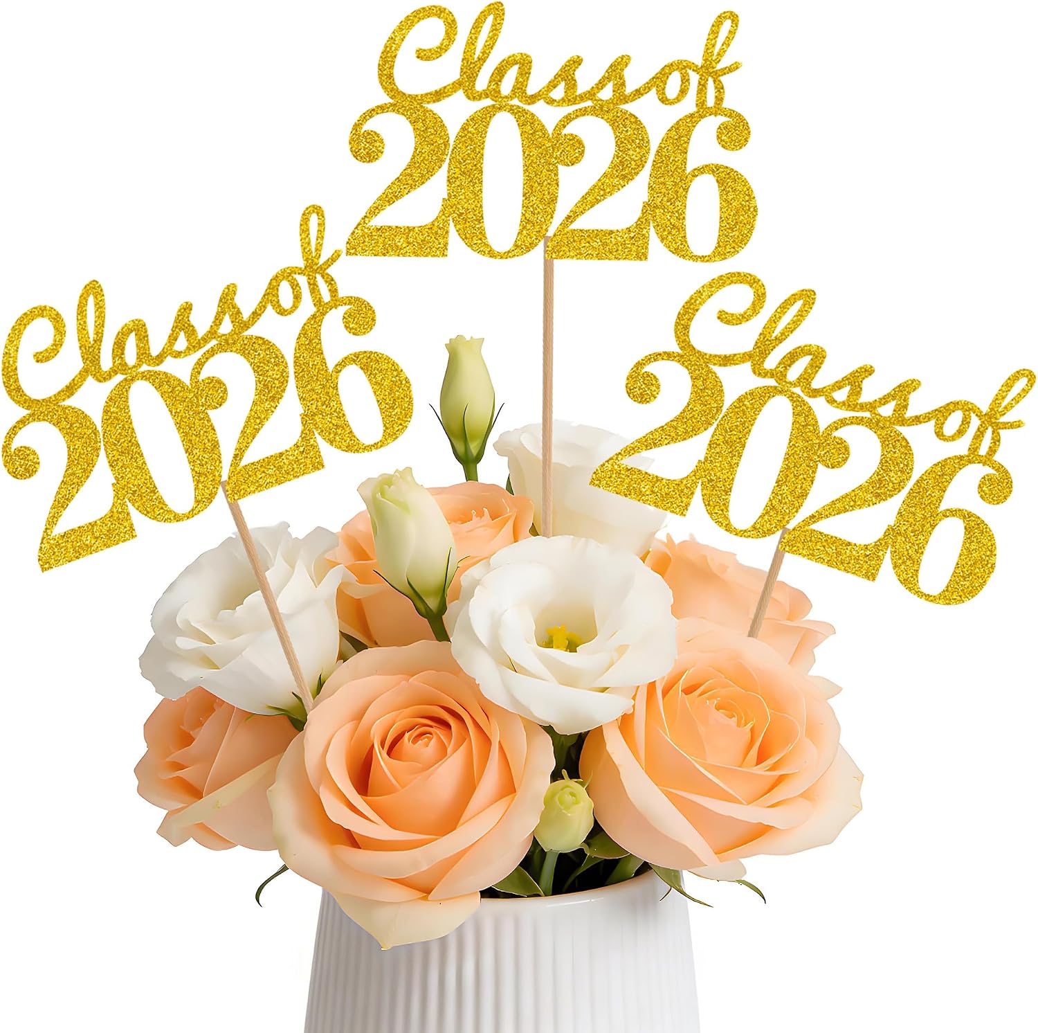 Graduation Decorations 2026, 12 PCS Graduation Centerpieces for Tables, Gold Glitter Class of 2026 Decorations Graduation Centerpieces for Grad Party Decor, Table Toppers, Graduation Party Decorations