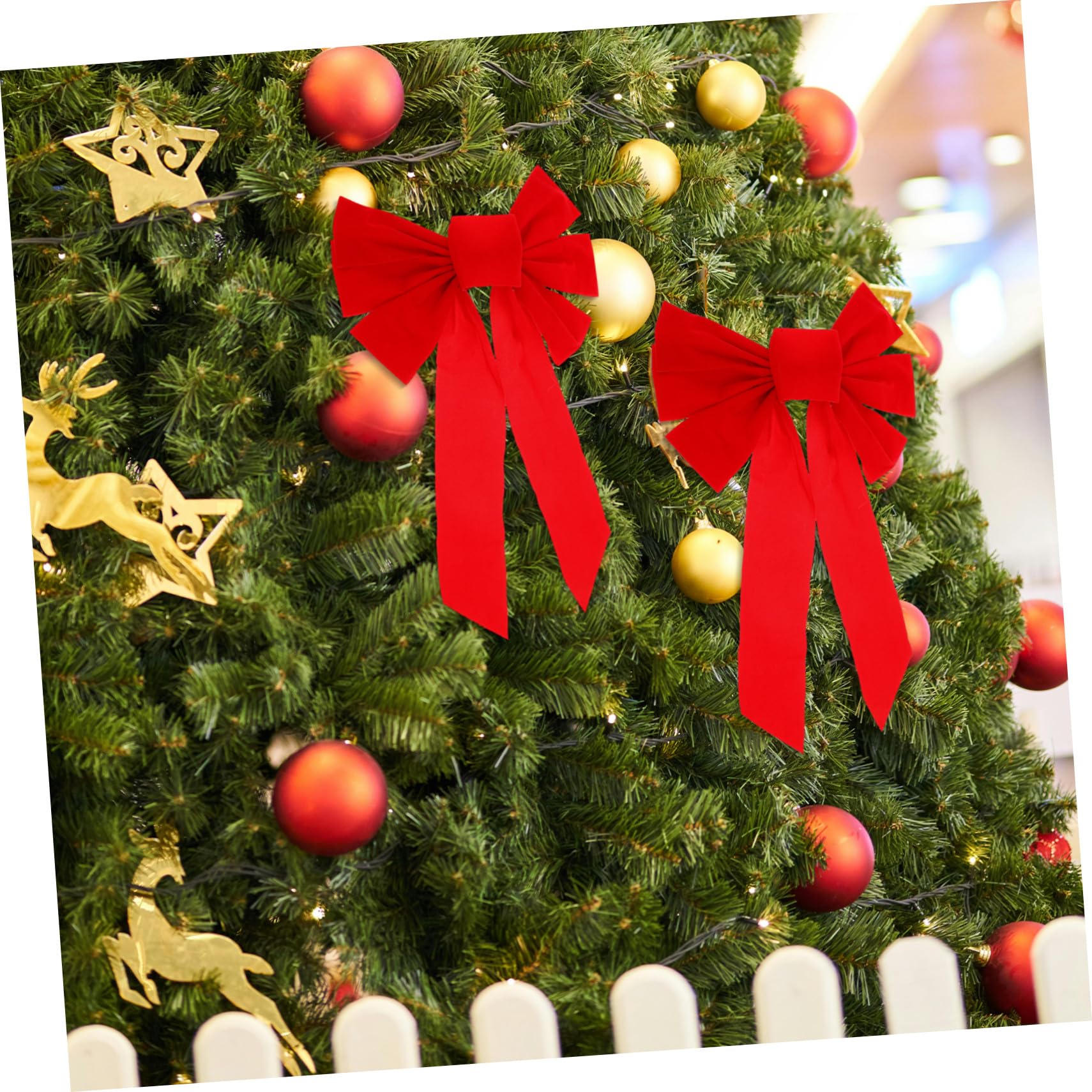 4 Piezas de Navidad Unidades Moños Decorativos para Árbol Navideño Adornos Festivos para Guirnaldas Escaleras y Regalos