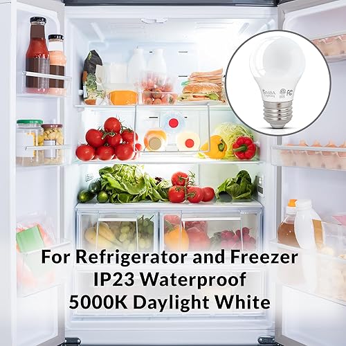 Miniatura 3 de Simba Lighting Bombillas LED A15 para refrigerador (paquete de 2) 5 W 40 W de repuesto, impermeables, pequeñas para electrodomésticos, congeladores,