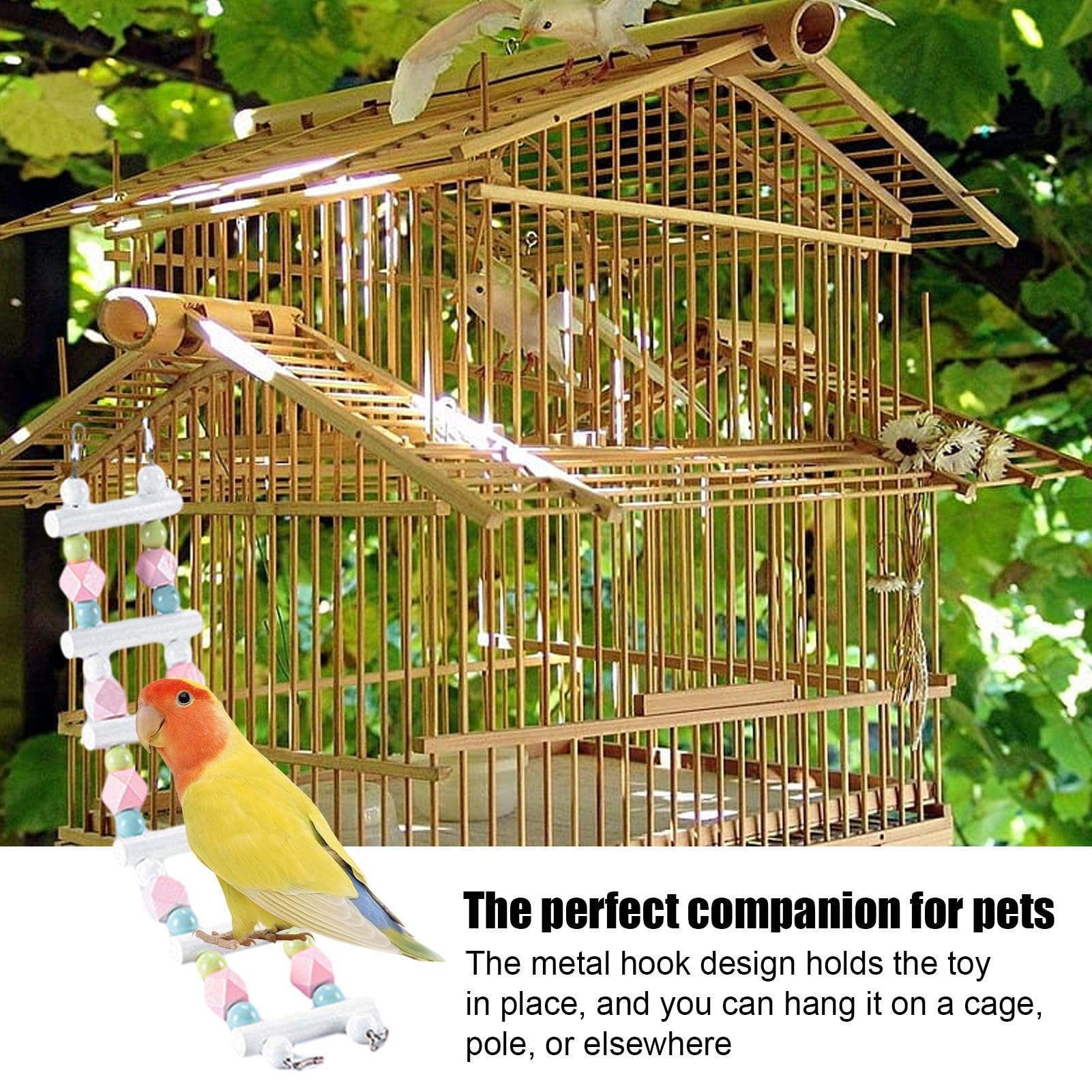 Altalena Legno Per Pappagalli - Giocattolo Appeso Per Gabbia Uccelli - Foto 6