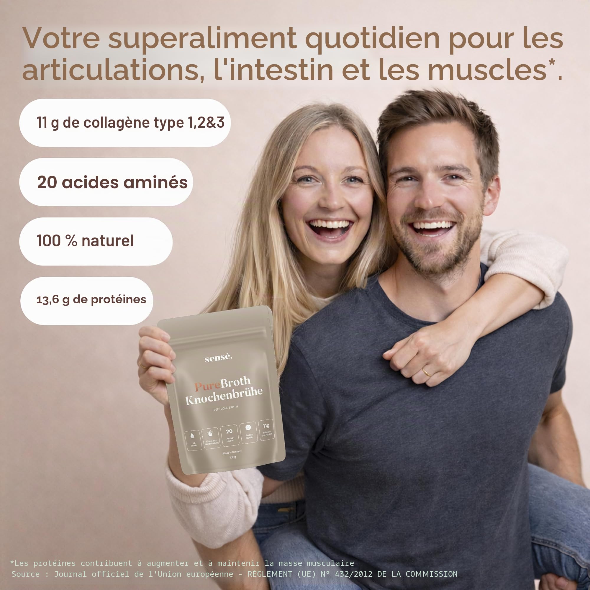 Poudre de bouillon d'os de bœuf de pâture, d'Allemagne, bioactif, 150g – Collagène de type 1, 2 et 3 | Soutient les articulations, l'intestin et la peau | haute teneur en protéines | Leaky Gut, Céto