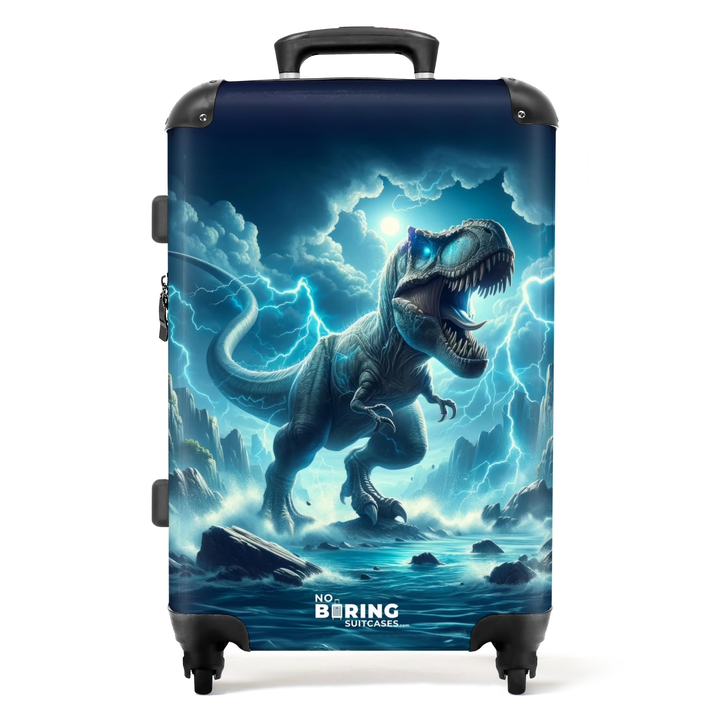 NoBoringSuitcases© Kinderkoffer, Kinderkoffer Jungen, Koffer Groß, Koffer | 72 L - Kinder Jungen, TSA Schloss, Trolley Koffer Mittelgroß, Koffer Blau, Koffer Mittelgroß (Dinosaurier - Blau, 67 cm - )