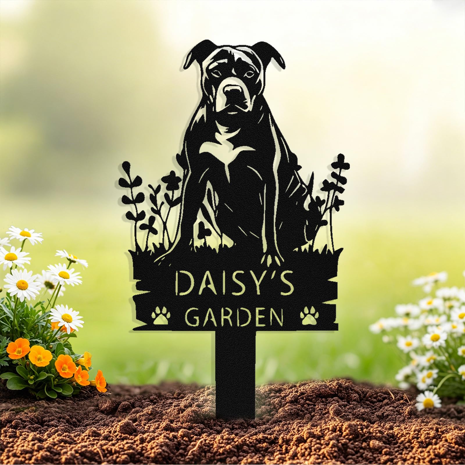 Custom Dog Grave Marker Outdoor, Personalized Metal Pet Memorial Grave