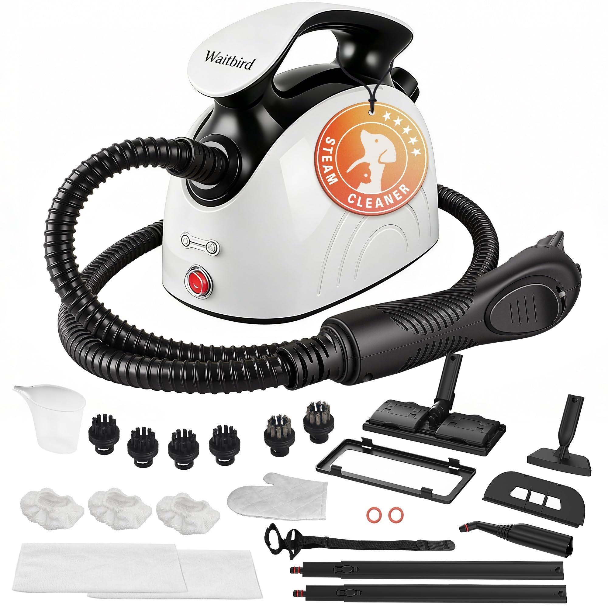 Photo 1 of Waitbird Steam Cleaner, Steam Cleaner For Home, Handheld Steamer For Cleaning With 21 Accessories, 248 °F High Temperature, Suitable for Grout, Floor. Sofas, Upholstery, White