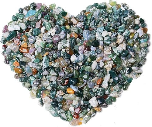 QINJIEJIE Piedras de cristal de ágata acuática, piedra natural, grava a granel, piezas de rocas trituradas, piedra de cuarzo pulido, 0.55 libras,