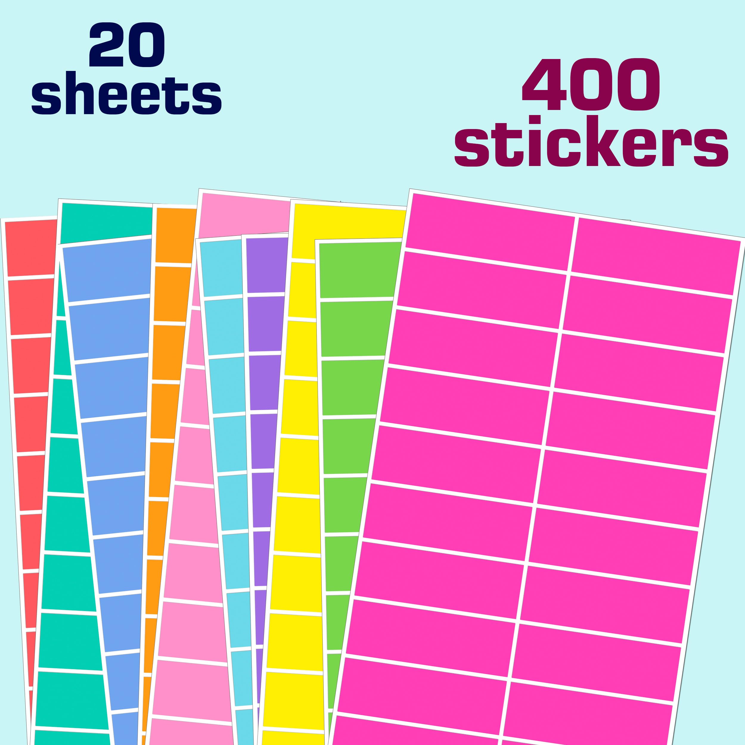 400 etichette adesive colorate in 10 colori, 7,6 x 2,5 cm, scrivono a colori, etichette per codifica, cartelle di file, etichette autoadesive per cartelle di file, traslochi, garage