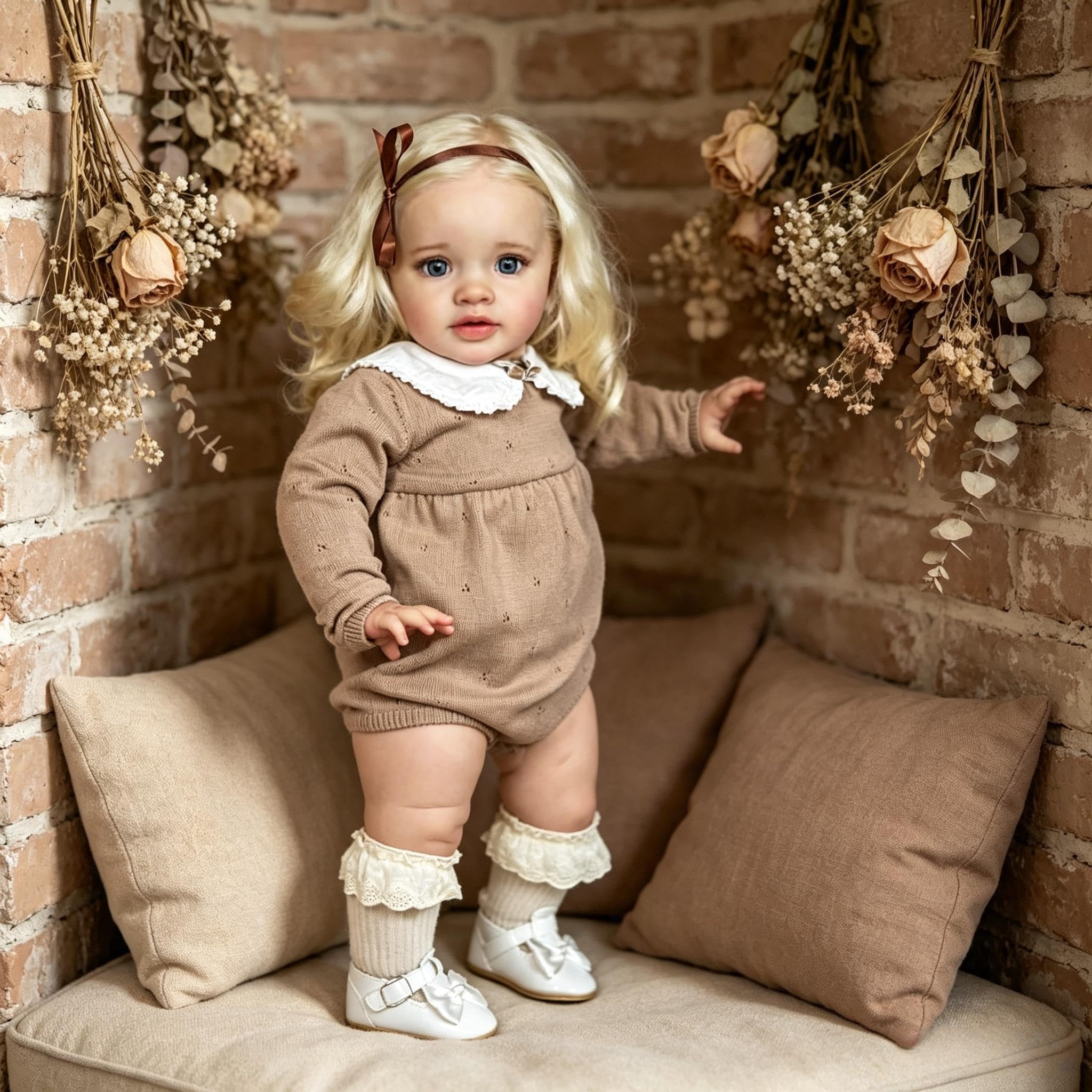 RXDOLL Realistyczne lalki Reborn dla małych dzieci, realistyczne, miękkie winylowe tkaniny, ciało prawdziwie wyglądające noworodki z blond włosami, ręcznie robione prezenty urodzinowe dla dzieci w