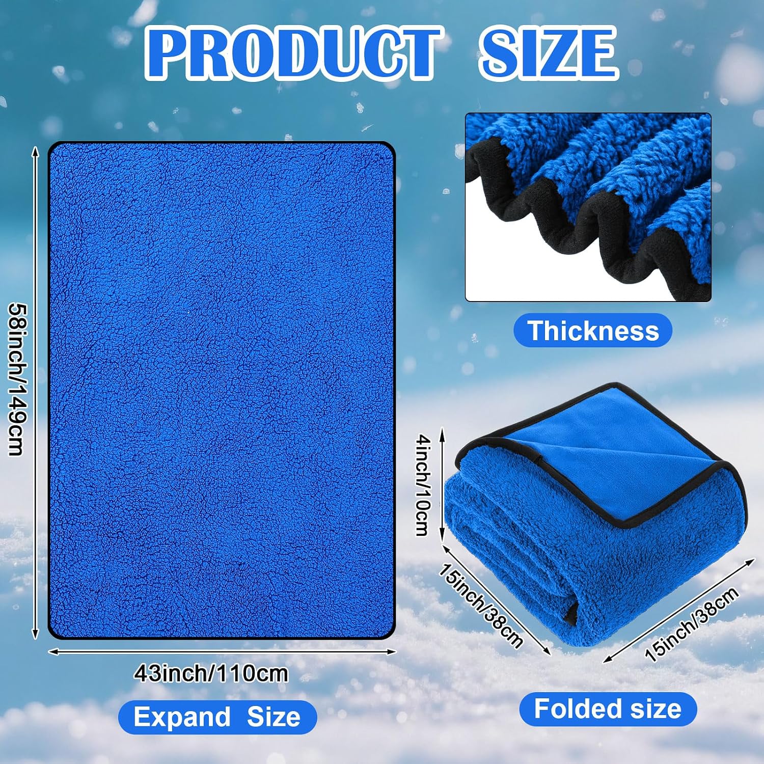 Riakrum 12v Heated Car Blanket 58 x 43 Inch, Portable Heated Blanket 3 Heating Levels, Royal Blue Electric Throw with Storage Bag, Adjustable Temperature, for Travel Truck SUV Rv Camping Winter Cold