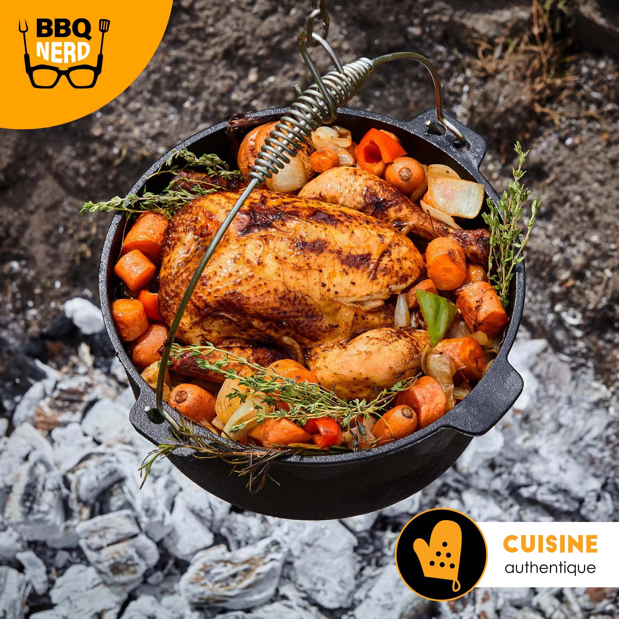 Marmite en fonte Dutch Oven BBQ-Nerd 3,1 l avec pieds déjà brûlé Preseasoned pour camping