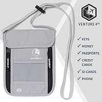 Vista 8 de Venture 4th bolsa de cuello de viaje con traba RFID, Plateado), V4-01-NP-SL