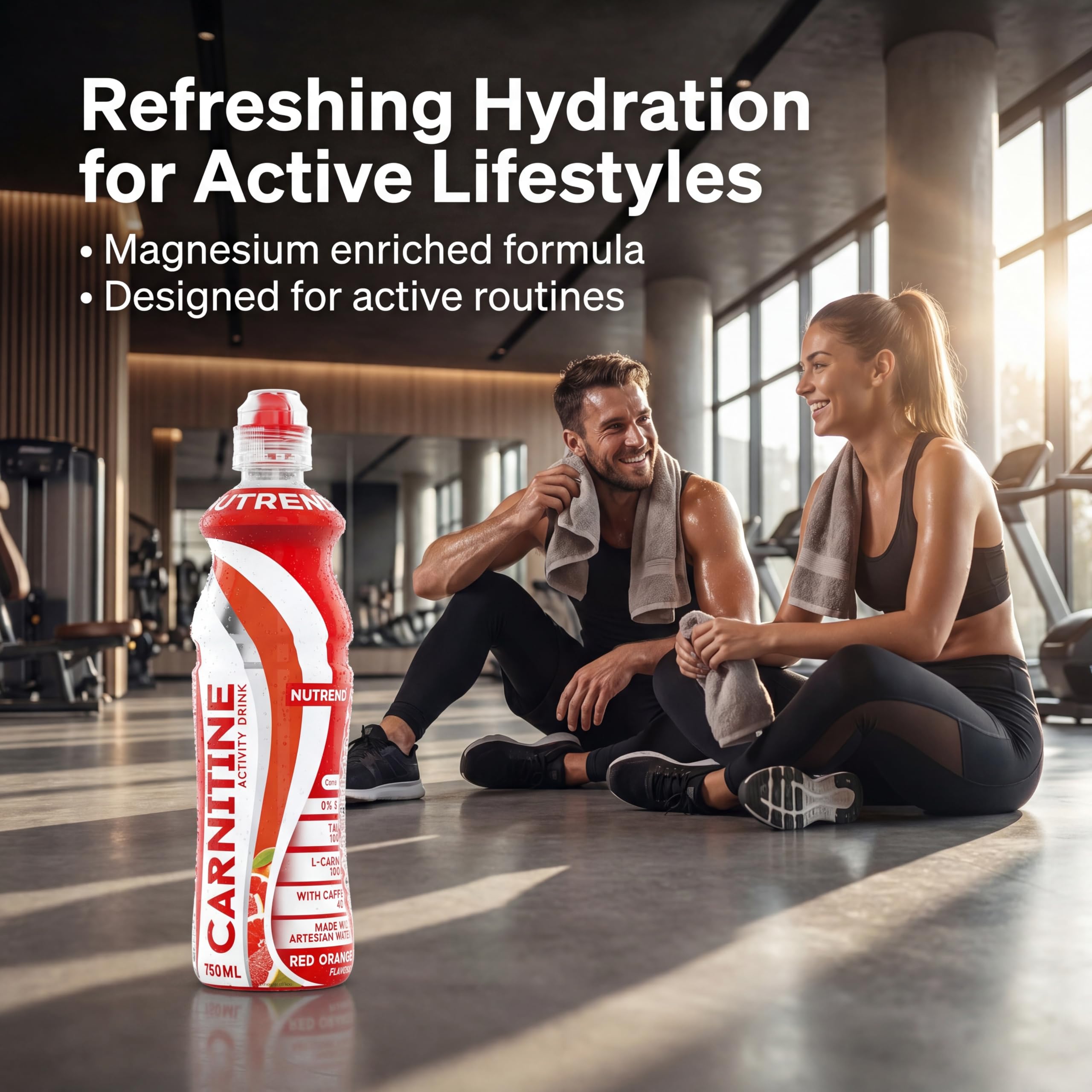 Bebida de Carnitina y Magnesio Nutrend Sabor Naranja Roja 750 ml Pack de 8 – bebida de energía e hidratación