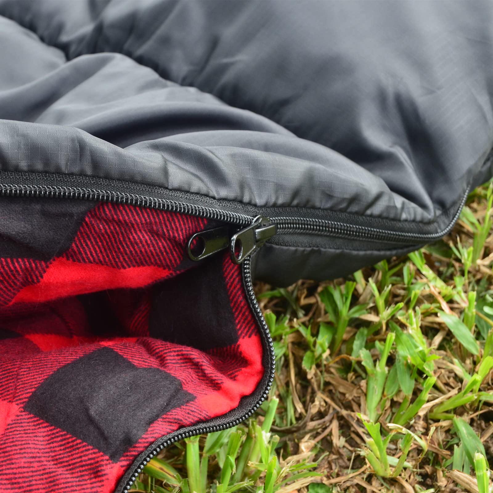 Baumwolle Flanell Doppelschlafsack Queen Size 2 Kissen 3 Jahreszeiten wasserdicht 2-Personen Camping