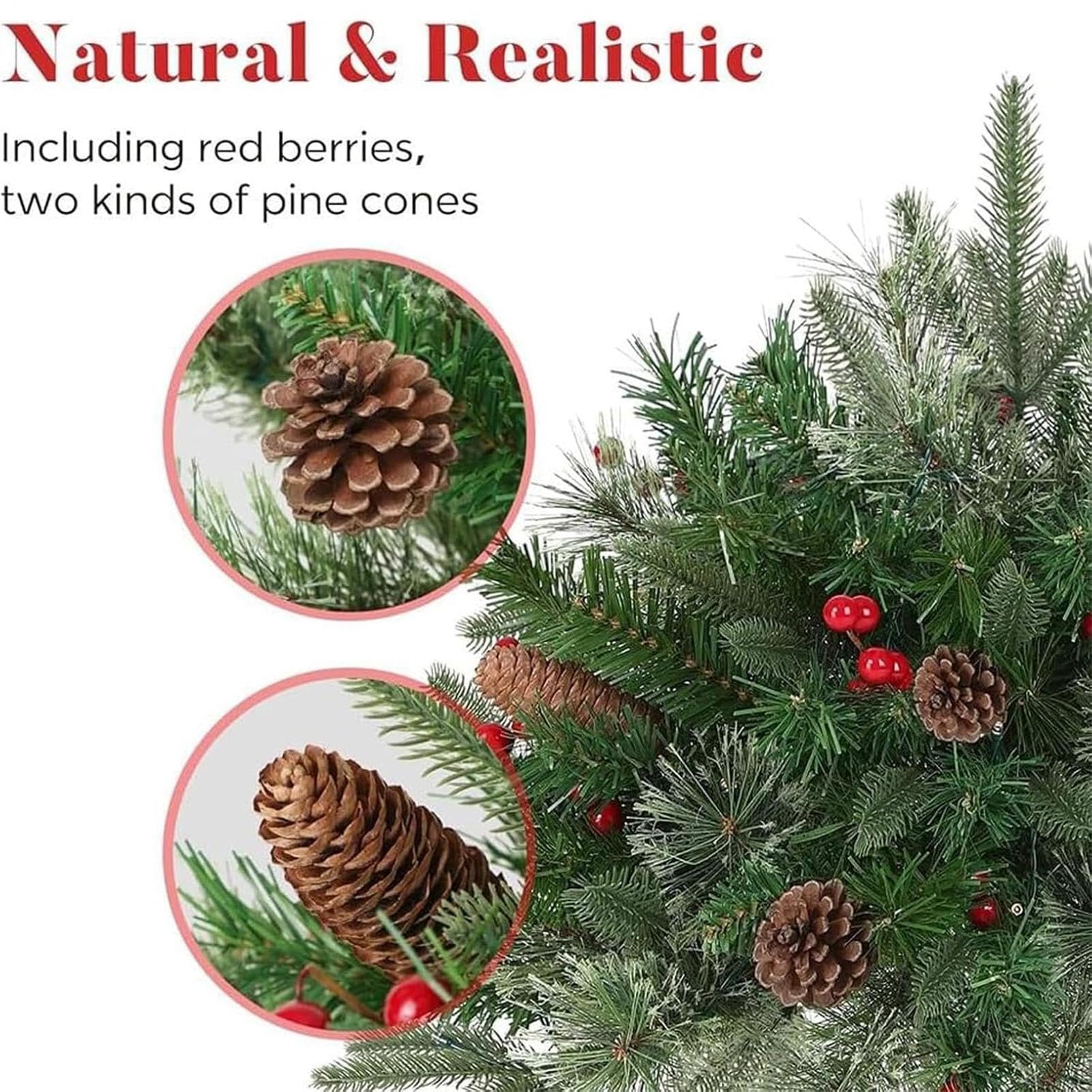 Relleno de maceta de Navidad para exteriores, con luz LED, 8 modos, función de temporizador, arbusto, decoración de macetas de Navidad al aire libre, fiesta de vacaciones, porche, patio, jardín