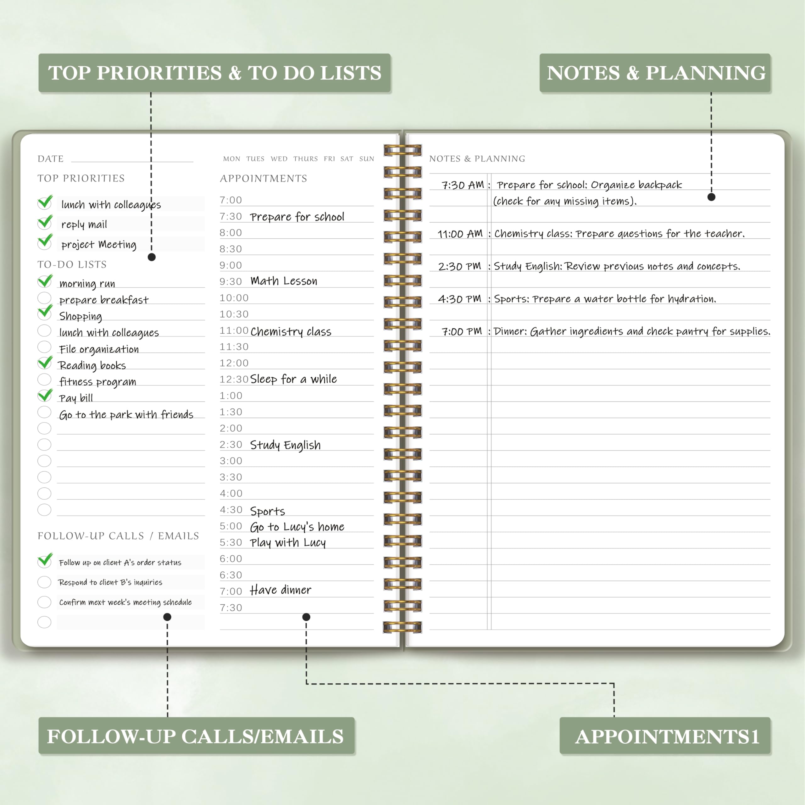 Undated Daily Planner, Simplified To Do List Notebook With