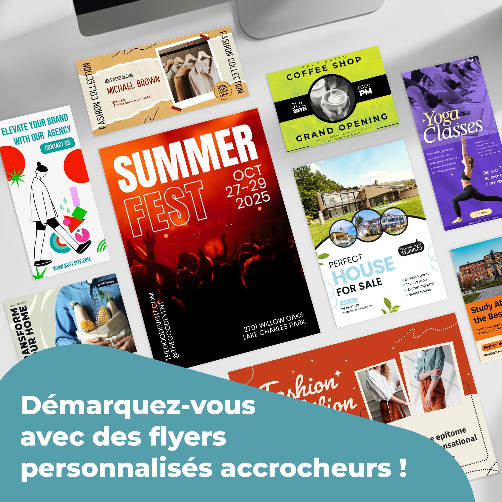 Flyers Publicitaires Personnalisés A6 Vertical, Impression Mat, Pack de 500