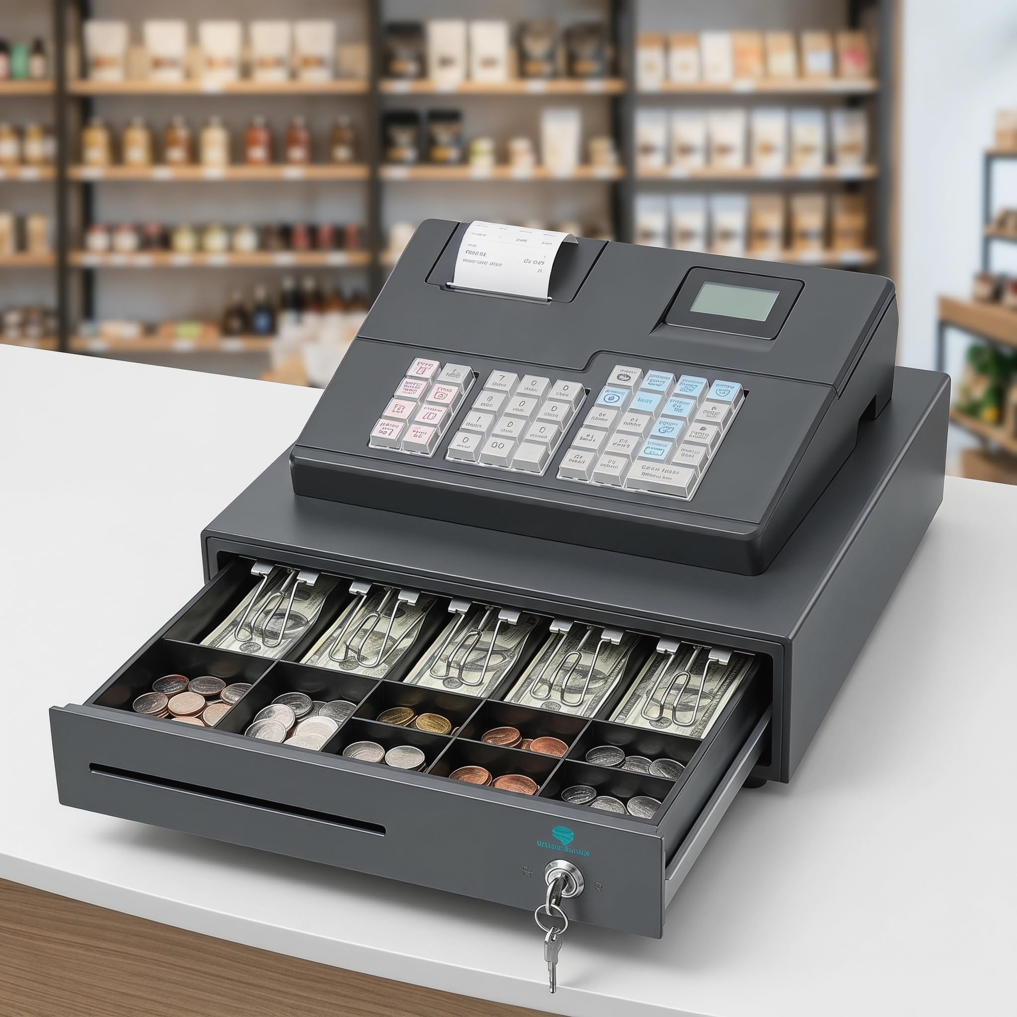 Caja Registradora Térmica De 39 Teclas para Pequeños Negocios: Sistema Tpv Electrónico con Software para Pc Y Teclado Ecr para Hostelería, Supermercados Y Tiendas De Ropa.