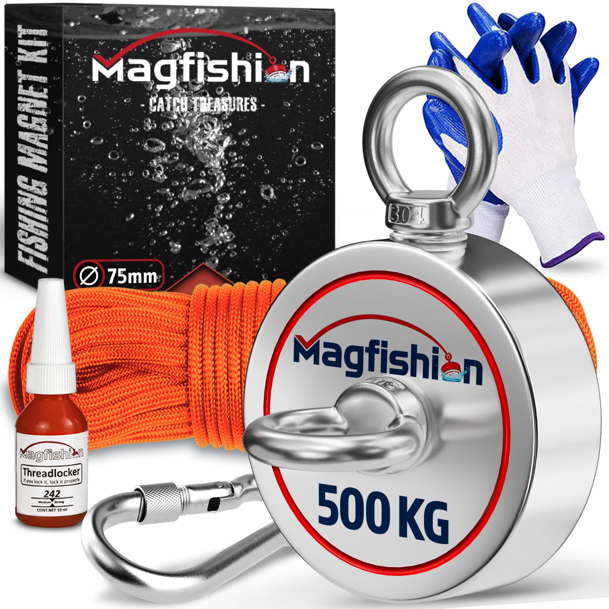 Wukong 45KG(100LB) Magnete da Pesca,6 Pezzi Calamite Potenti,36mm Magneti Neodimio,Calamita Potente per la Pesca, Salvataggio del Fiume, Garage