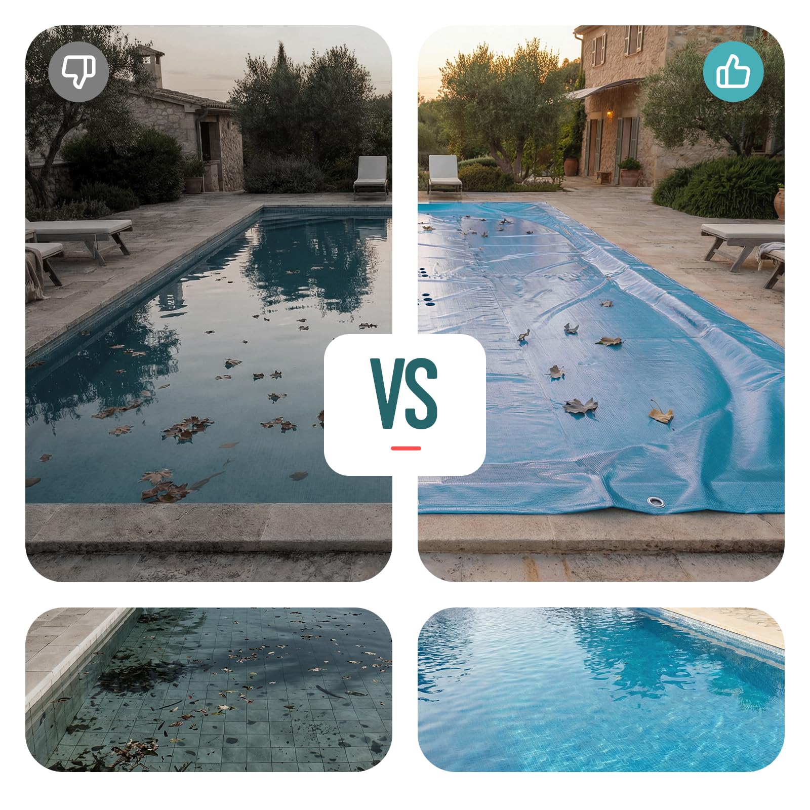 VOUNOT® Bâche Piscine Rectangulaire en Polyéthylène 160g/m2 Bâche Imperméable Résistante Double Couche avec Oeillets en Aluminium Couverture Étanche 4x7m Bleu Foncé