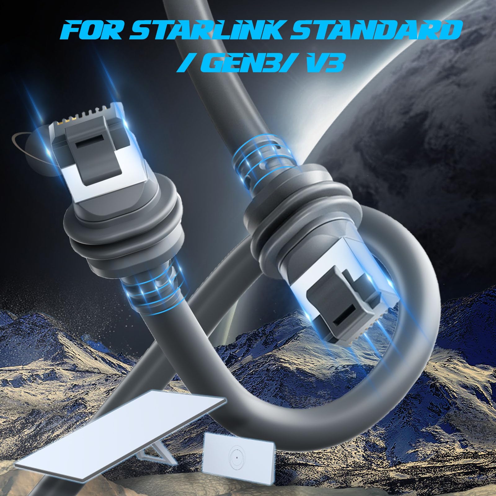 Starlink - Cavo di ricambio V3 ad alta velocità Cbale Gen 3 fino a 2000 Mbps, accessorio per Internet satellitare esterno resistente alle intemperie e cavo di prolunga per Starlink Gen3/parabola