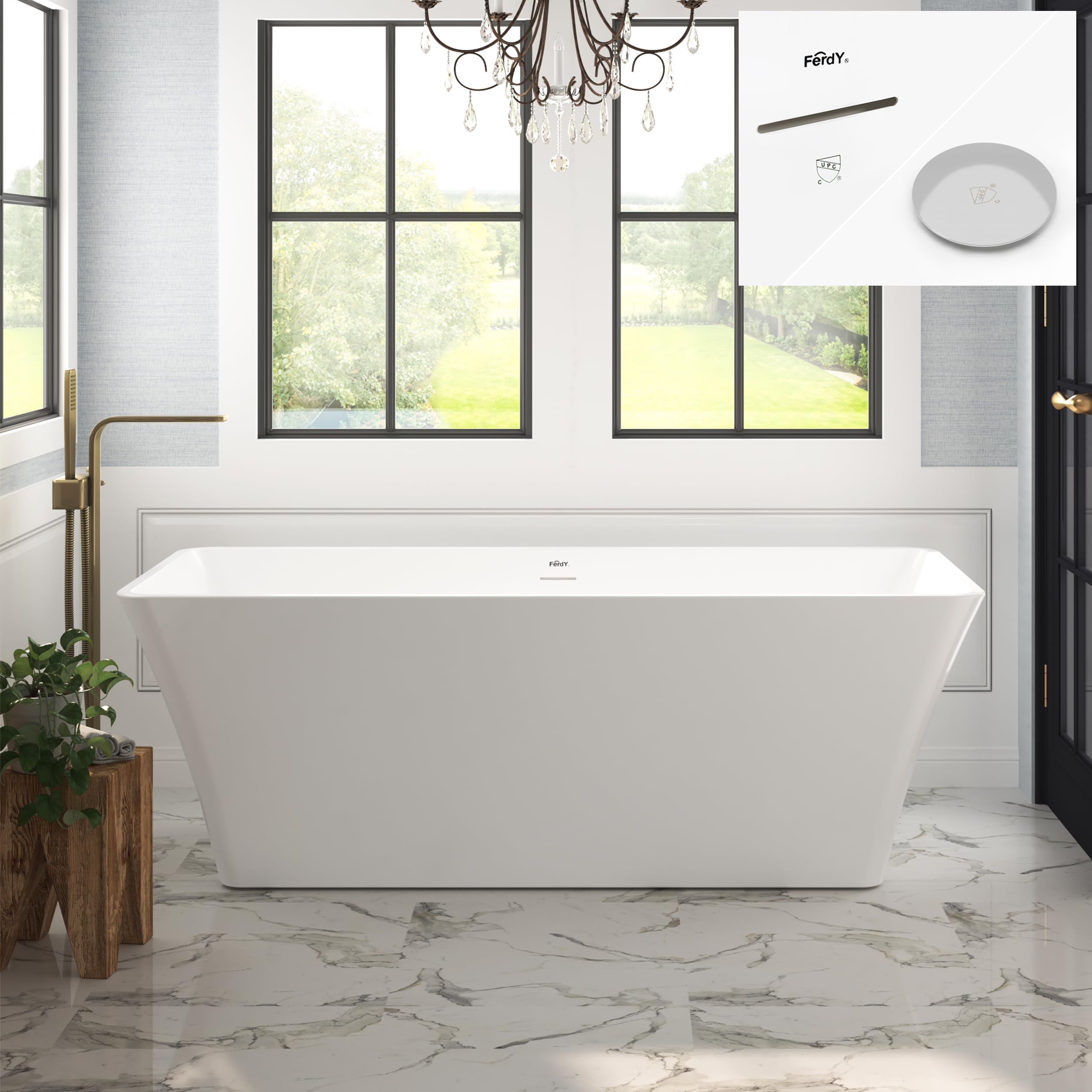 FerdY Sentosa 67 inch Acrylic Freestanding Bathtub