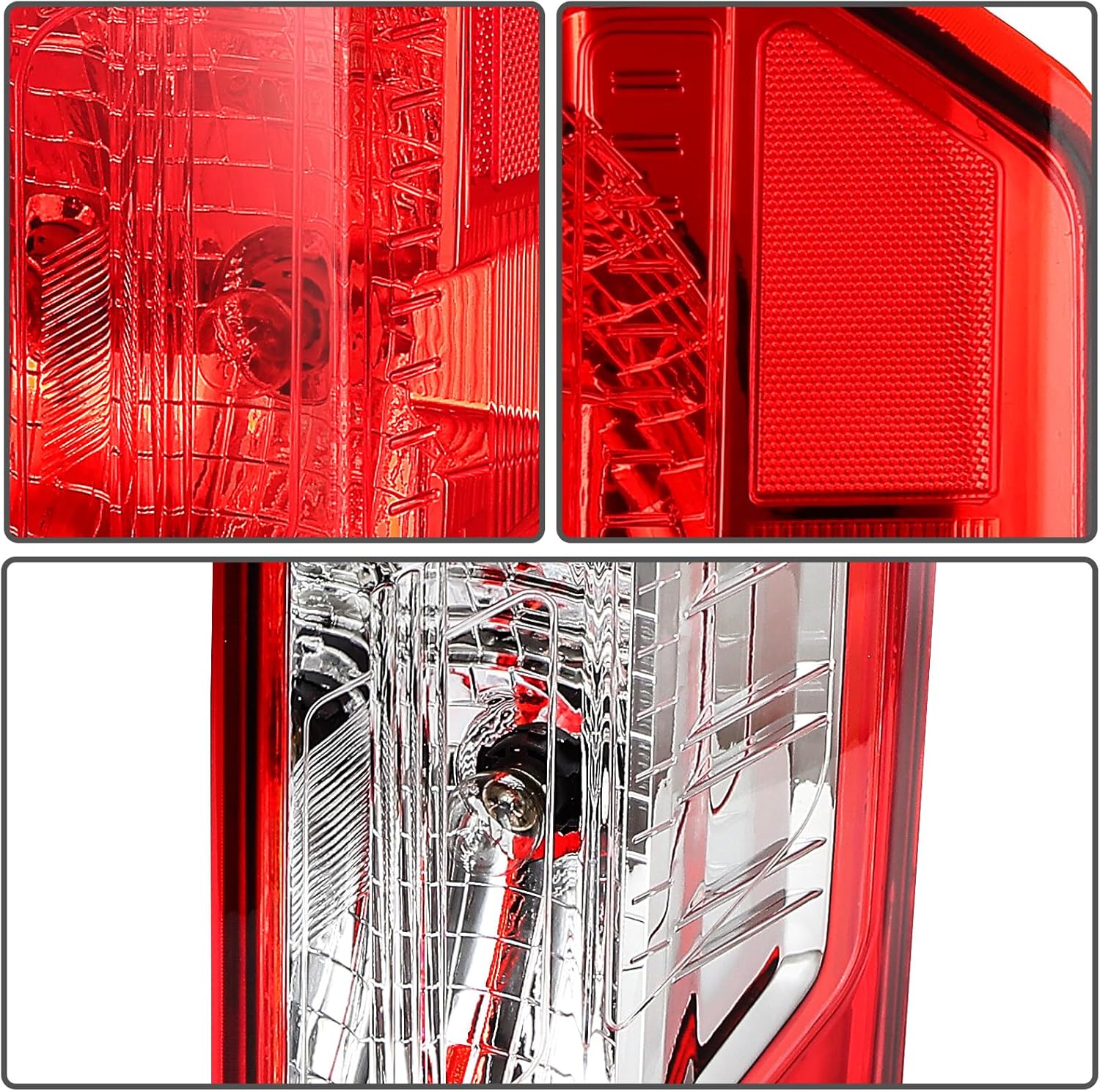 Tail Light Assembly Compatible With 2015-2023 for ford Transit with LED Red Lens Chrome Brake Light Rear Lamps Driver and Passenger Side CK4Z13405G FO2800270 CK4Z13404K FO2801270