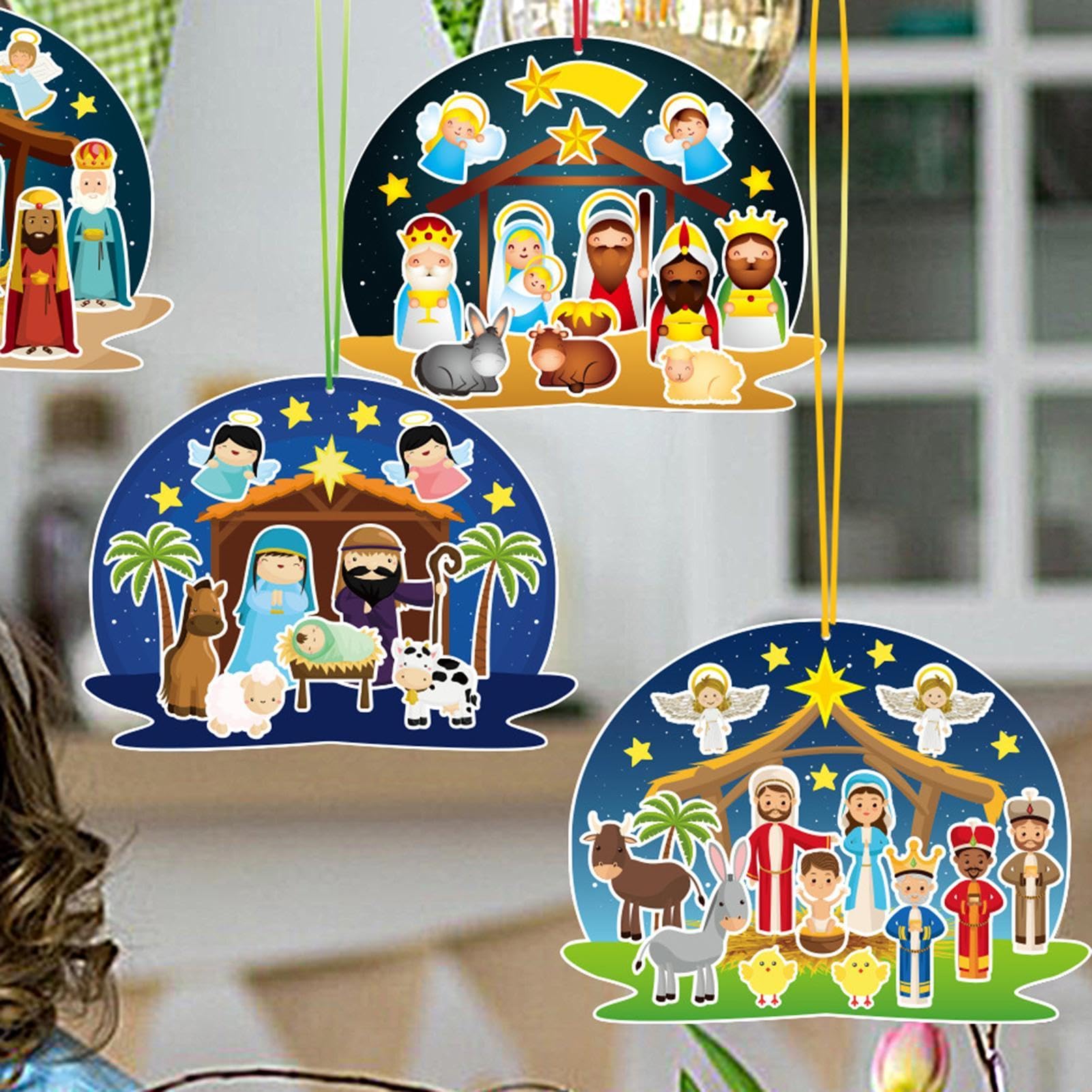 16 Adesivi Per Natività Di Natale – Fogli 16x11 Cm, A Tema Biblico, Per Bambini, Lavoretti, Biglietti E Bomboniere, Materiale Adesivo Removibile